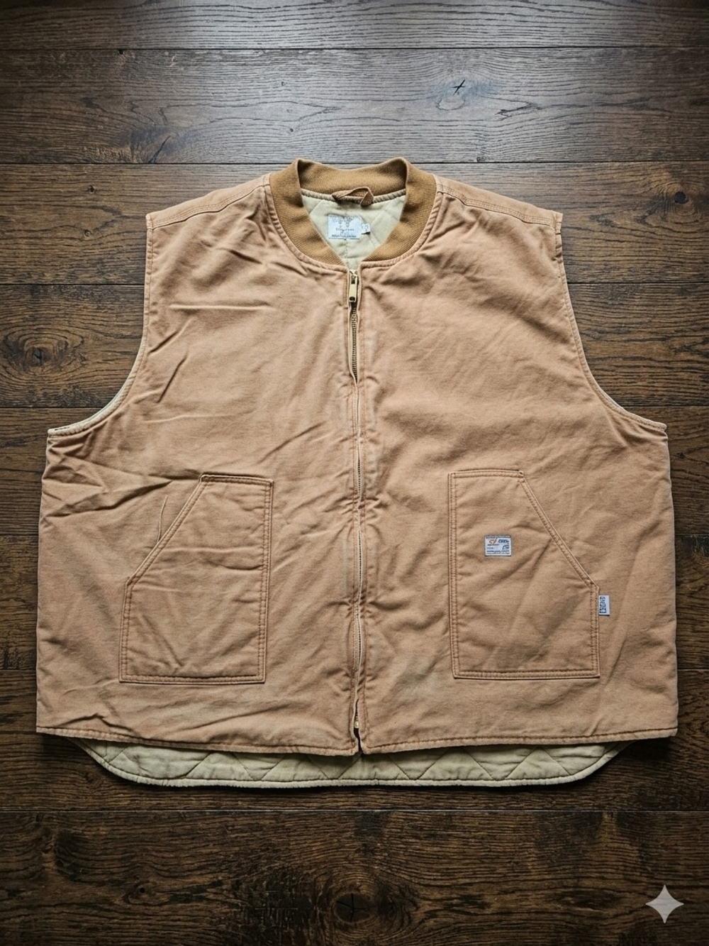 Tyndale Men's 5XL Tan Full Zip Lined Workwear VesMen's Quilted Work Vest - Brown
